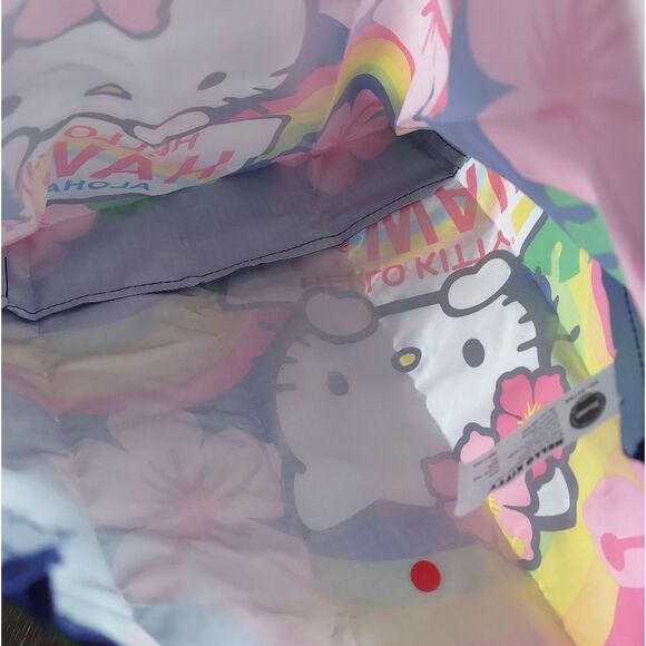 Hawaii Hello Kitty Reusable Packable ECO Shopper Tote Bag 16"x 13" Rainbow - Picture 2 of 7